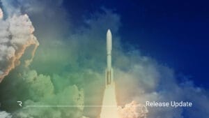 Rocket launching into sky with clouds representing READI product release and software update