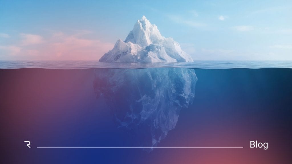 Iceberg in water with 70% underwater