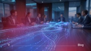 Group of business people sitting together a board room table having a discussion