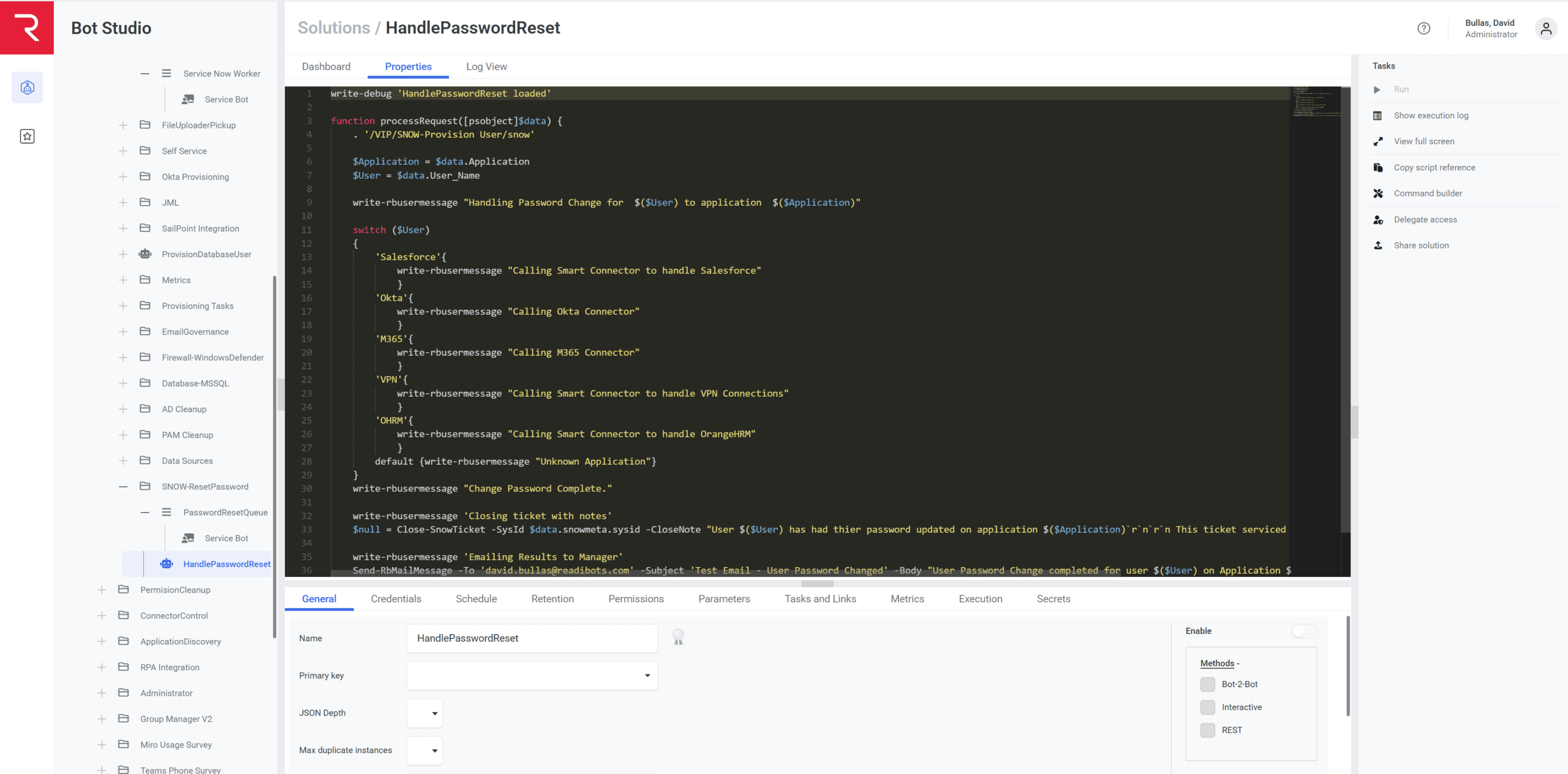 READI Bot Studio Dashboard